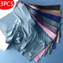 Underpants 3PCS Men Boxers Men's Underwear 3A Antibacterial Ice Silk Boxer Shorts Breathable Hombre Panties L-4XL