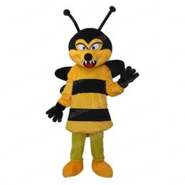 High quality Bee Mascot Costume Carnival Unisex Outfit Adults Size Halloween Christmas Birthday Party Outdoor Dress Up Promotional Props
