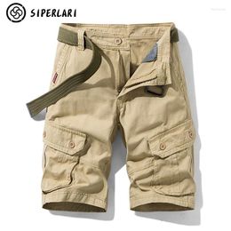 Men's Shorts Stylish Cotton Drawstring Summer Cargo Tactical Pants With Pockets Casual Men Clothing-Belt Not Included