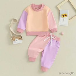 Clothing Sets Fashion Contrast Colour Clothing Set For Children Toddler Boys Girls Fall Clothes Long Sleeve Waist Pants Outfit