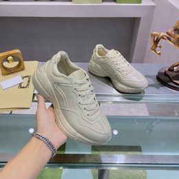 2 Designer Shoes Casual Shoes Men And Women Rhyton Sports Shoe Sports Thick Soles Cartoon Letters Thick Soles Couple shoes Beige Camel Outdoor Shoes