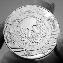 Arts and Crafts Skull Pirate Ship Series White Whale Embossed Silver Medal Skull Coin