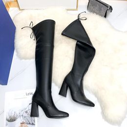 2023 Genna 60mm leather Thigh boots Over-Knee-High Boot Shoes Round toes slip on Fashion Booties women luxury designer shoes factory footwear