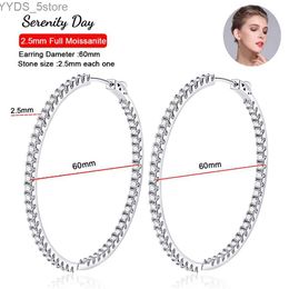 Stud Serenty Day Newest D Color 2.5mm Full Moissanite Earring Women Gift S925 Sterling Silver 60mm Hoop Stud Ear Plate Pt950 Jewelry YQ231107