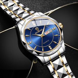 Wristwatches Luxury Watch For Men Quartz Mens Business Watches Man Fashon Day Date Male Clock Stainless Steel Waterproof Reloj Hombre 2023