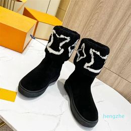 women designer boots classic sexy fashion solid color wool leather letters Casual Boots platform non-slip chunky heel ankle round toe