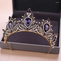 Hair Clips Bridal Headwear Purple-Colour Women's Retro Prom Crown Girl Performance Tiaras