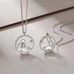 Pendant Necklaces Trend Prince Little Necklace For Couple Girls Stainless Steel Neck Chain Women Jewellery Gift