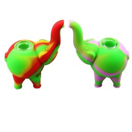 DHL Silicone Elephant Pipe mini bubbler Water Pipes multiple Colourful Silicone Oil Rigs bong Food Grade Silicon Hookah Bongs 12 LL