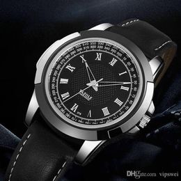 Men s Casual sports Watch Quartz Wristwatch Fashion Business pu Black and brown band Leather Strap Watches Male Clock relo250P