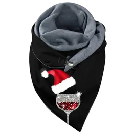 Scarves Elegant Christmas Print Scarfs Shawl Women's Neck Warm Windproof Square Ladies Button Soft Wrap Head Islamic