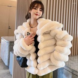 Women's Fur Elegant Sweet White Coat Women 2023 Winter Thick Warm Faux Pink Fluffy Jacket Furry Outerwear Abrigo Mujer Invierno