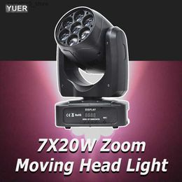 Moving Head Lights YUER NEW LED Beam Wash Zoom 7x20W Moving Head Light RGBW Colour Mixing Lens Rot For Nightclub Disco Party Wedding DMX512 11/17CH Q231107