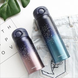 Water Bottles Vacuum flame Coffee cup for tea Stainless steel cup Portable star shaped Colour gradient bottle Travel cup 350ml/500ml 230407