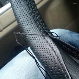 Steering Wheel Covers Braid On Car Cover With Needles And Thread Faux Leather DIY Auto Accessor