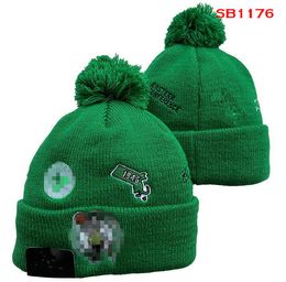 Men Knitted Cuffed Pom Beanies Celtics Hats Sport Knit Hat Striped Sideline Wool Warm BasEball Beanies Cap For Women a2