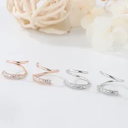 Stud Earrings Double-layer S925 Sterling Silver For Women's Single Row Diamond Wave Short Temperament Line Student