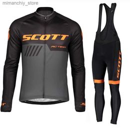 Cycling Jersey Sets SCOTT Cycling Jersey Men Long g Set Bike Bib Bicyc Clothing Wear Suit Autumn Men's Outfit 2023 Man Summer Pants Clothes Mtb Q231107