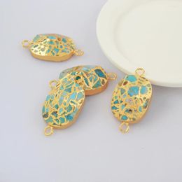 Pendant Necklaces BOROSA 5/10PCS Fashion Gold Plated Copper Turquoise Faceted Connector For Necklace Handmade Jewellery G2029