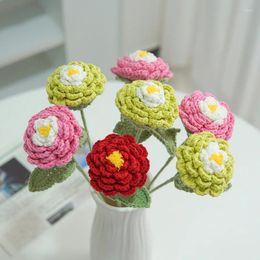 Decorative Flowers 5 PCS Artificial Peony Flower Bouquet Creative Handmade Wool Weaving Simulation Party DIY Decor
