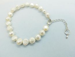 Strand 1PCS 8-9MMAAA Natural Baroque White Pearl Bracelets Adjustable Bracelet For Women Girls Most Classic Gifts 7.5"