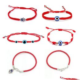 Charme Pulseiras Atacado Handwomen Pulseira Lucky Kabh Red String Thread Hamsa Pulseiras Azul Turco Evil Eye Charme Jóias Dhgarden Dhhyz