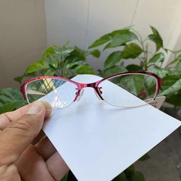 Sunglasses Frames Women Half Rim Metal Glasses Pink Myopia/Progressive Small Size