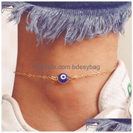 Barfußsandalen 2021 Böhmische Perlen Fußkettchen Armband für Frauen Beinkette Blue Evil Eye Anhänger Sommer Strand Fußschmuck Drop Lieferung DHR0I