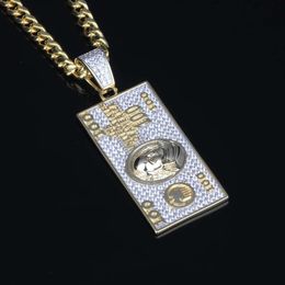 Designer Jewelry Wholesale Iced Out Pendant US Dollar Money Style Hip Hop Jewelry Men Pendant Gold Plated Brass Jewelry