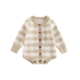 Rompers 0-2Yrs born Girls' Knitted Solid Long Sleeve Baby Girls' Sweater Top Spring and Autumn Clothing 230408