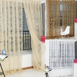 Curtain Flower Pattern Luxury Sheer Curtains Breathable Polyester Drapes Home Window For Bedroom Living Room