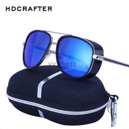 Sunglasses HDCRAFTER Tony Stark Iron Steampunk Sunglasses Men Brand Eyewear Mirror Steam Punk Sun Glasses Vintage Male Sunglasses Oculos YQ231108