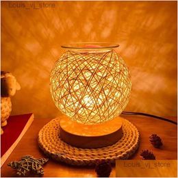 Scented Candle Table Lamps Personality Aromatherapy Lamp Handmade Rattan Melting Wax Desk Romantic Beside For Bedroom Dining Room Li Dhwlo