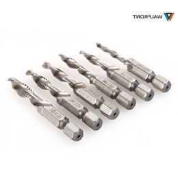 Freeshipping 6Pcs/set brocas para metal Deburr Countersink Hex Bit HSS 1/4 Shank SAE Drill Tap Combination Bit Set kit de brocas Avtlk