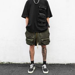 Men's Shorts Men's Vintage Street Style Army Green Drawstring Pocket Loose Casual Men's Cargo Shorts 230408