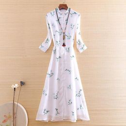 Ethnic Clothing Hi-end Spring Summer 2023 Women Cheongsam Dress Embroidery Floral Slim Elegant Lady Chinese Style A-line Party Qiapo S-XXL