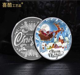 Arts and CraftsChristmas Eve commemorative coin Euro American Christmas Elk Sled Coins