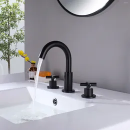 Bathroom Sink Faucets Luxury Black Brass Faucet 3 Holes 2 Handles Cold Water Basin Mixer Tap High Quality Copper Bath