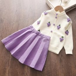 Clothing Sets Melario Girls Clothing Sets Winter Children Clothes Knited Sweater Tops Skirt 2pcs Suit Casual Kids Outfits Xmas Girls Costume 231108