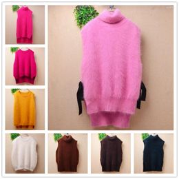 Women's Sweaters Elegant Fashion Ladies Women Fall Winter Clothing Hairy Plush Mink Cashmere Knitted Sleeveless Angora Fur Vest Waistcoat