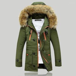 Men's Down Plus Size Men Middle Long Cotton Jackets Hooded Thick Padded Parkas Autumn Winter Loose Casual Coats Outwear FP1194