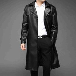 Men's Jackets 2023 winter high quality trench men men's Slim Fit Faux leather jackets mens thicken warm coat size S-5XLzln231108