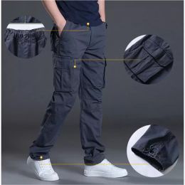 QNPQYX New Spring Autumn Cargo Pants Casual Mens Baggy Regular Cotton Trousers Male Combat Tactical Pants Multi Pockets