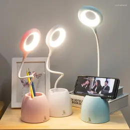 Table Lamps Pen Container LED Desk Lamp Student Dormitory Rechargeable Learning Eye Care Touch Reading Gift Logo Customization