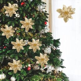 Christmas Decorations Hollowed Out Flowers Sparkling Floral Ornaments 12 Glittery Diy For Xmas Tree Garlands Party