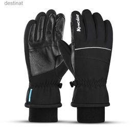 Five Fingers Gloves Winter Warm Mountain Snowboard Gloves Men Women Cold Snow Skiing Mittens Waterproof Snowmobile Handschoemen Black M L XLL231108