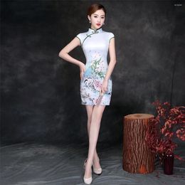 Ethnic Clothing Imitation Silk Cheongsam Short Single Layer Digital Printing Chinese Traditional Dress Style Modern