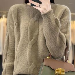 Women's Sweaters Cashmere Sweater Pullover Women Autumn And Winter O Neck Twisted Pattern Solid Casual Loose Wool Female