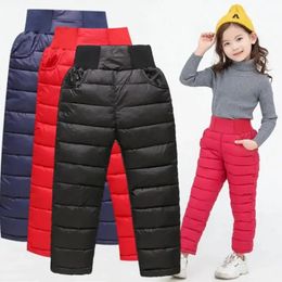 Trousers Girl Boy Winter Pants Cotton Padded Thick Warm Trousers Waterproof Ski Pants Elastic High Waisted Baby Kid Pant 100-150 231108