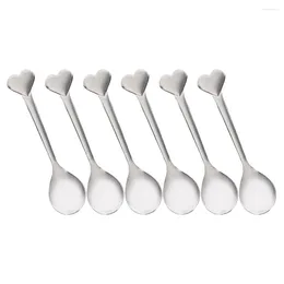 Spoons 6 Pcs Stainless Steel Love Spoon Mini Honey Sugar Coffee Cake Tea Household Child Delicate Dessert